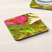 Dessous-de-verre Papillon à queue jaune sur Fleurs Abstrait (Côté gauche)