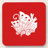 Dessous-de-verre Papillon asiatique Japonais Conception Kamon (Devant)