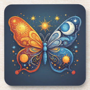 Dessous-de-verre Papillon bicolore sur soleil brillant