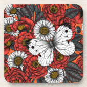 Dessous-de-verre Papillon blanc et rose (Devant)