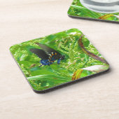 Dessous-de-verre Papillon bleu noir et orange (Côté gauche)