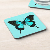 Dessous-de-verre Papillon - bleu turquoise et noir (Côté gauche)