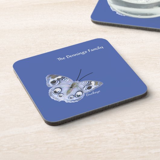 Dessous de verre papillon Buckeye en bleu (Côté gauche)