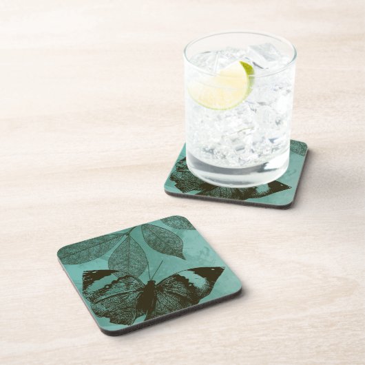 Dessous-de-verre Papillon de feuilles vertes (Côté Droit)