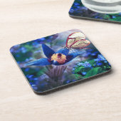 Dessous-de-verre Papillon de printemps sur Fleur bleue (Côté gauche)
