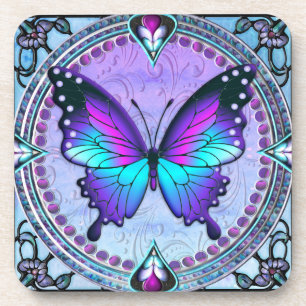 Dessous-de-verre Papillon de sublimation avec Arrière - plan