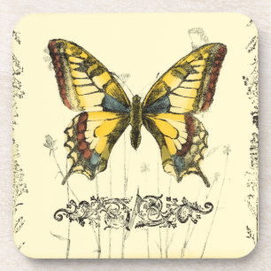 Dessous-de-verre Papillon décoratif avec Fleur sauvage