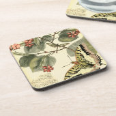 Dessous-de-verre Papillon et libellule à fleurs rouges (Côté gauche)