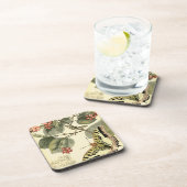 Dessous-de-verre Papillon et libellule à fleurs rouges (Côté Droit)