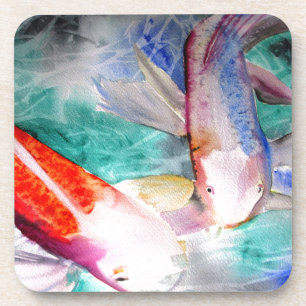 Dessous-de-verre Papillon Koi aquarelle japonais Poisson Art