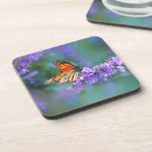 Dessous-de-verre Papillon Monarque sur Fleur violette lilas (Côté gauche)