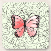 Dessous-de-verre Papillon Rose Et Art Rose - Choisissez La Couleur (Devant)