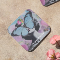 Papillon rose et bleu Retro Pop Art