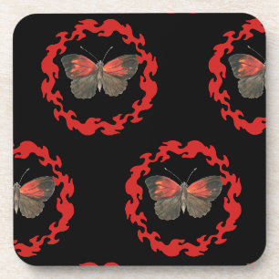 Dessous-de-verre Papillon rouge dans un cercle de feu - Symbole de