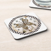 Dessous-de-verre Papillon Steampunk Rond (Côté gauche)