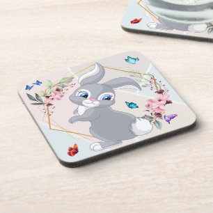 Dessous-de-verre Papillons à fleurs de lapin adorable Thème