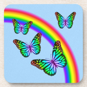 Dessous-de-verre Papillons arc-en-ciel colorés