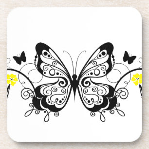 Dessous-de-verre Papillons en dentelle noire 10