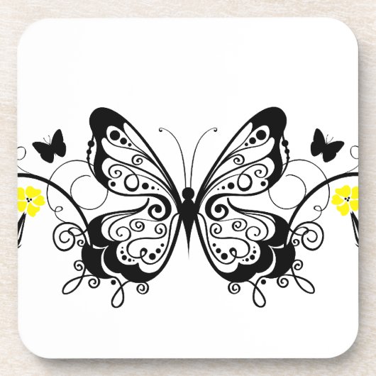 Dessous-de-verre Papillons en dentelle noire 10 (Devant)