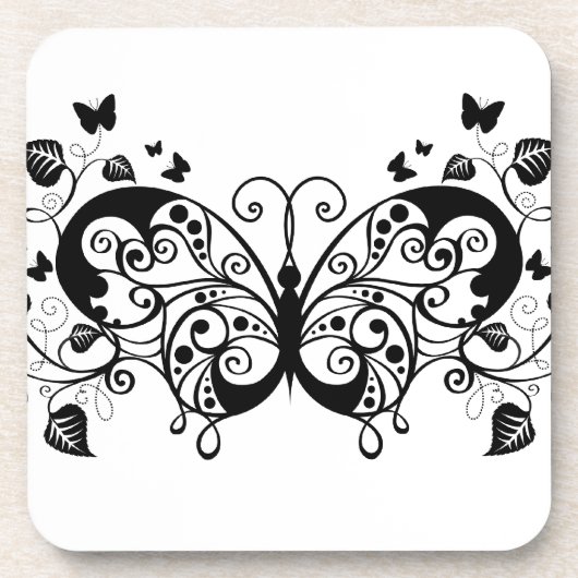 Dessous-de-verre Papillons en dentelle noire 9 (Devant)