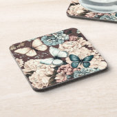 Dessous-de-verre Papillons et fleurs brunes (Côté gauche)