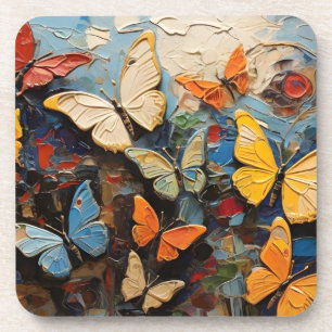 Dessous-de-verre Papillons Mouches Parmi La Peinture Nature Vibrant