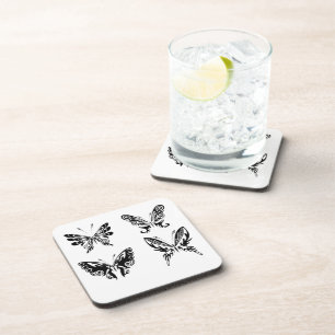Dessous-de-verre Papillons noirs et blancs