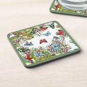 Dessous-de-verre Papillons Plante tropicaux Berries Bleu rouge (Côté gauche)