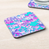 Dessous-de-verre Papillons, violet et turquoise (Côté gauche)