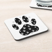 Dessous-de-verre Paquets blancs sur l'Empreinte de patte noir (Côté gauche)