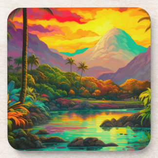 Dessous-de-verre Paradis tropical coloré de l'île
