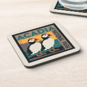 Dessous-de-verre Parc national de l'Acadie, Maine | Puffins (Côté gauche)