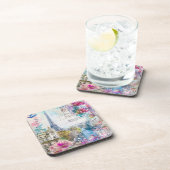 Dessous-de-verre Paris Tour Eiffel Fleurs Collage Art Voyage (Côté Droit)