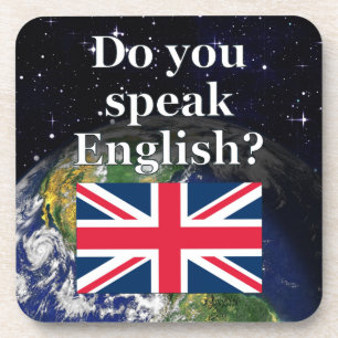 Dessous-de-verre "Parles-tu anglais ?" en anglais. Drapeau et Terre