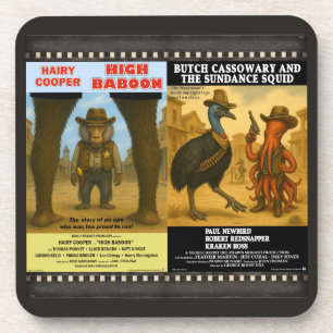 Dessous-de-verre Parodie d'affiche de film animalier western