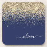 Dessous-de-verre Parties scintillant Bleu de la Marine d'or Script<br><div class="desc">Parties scintillant bleu marine et or Script Monogramme Nom Dessous de verre papier. Cela fait le cadeau parfait de remise de diplômes,  anniversaire,  mariage,  douche nuptiale,  anniversaire,  baby shower ou bachelorette pour quelqu'un qui aime le luxe glam et les styles chic.</div>
