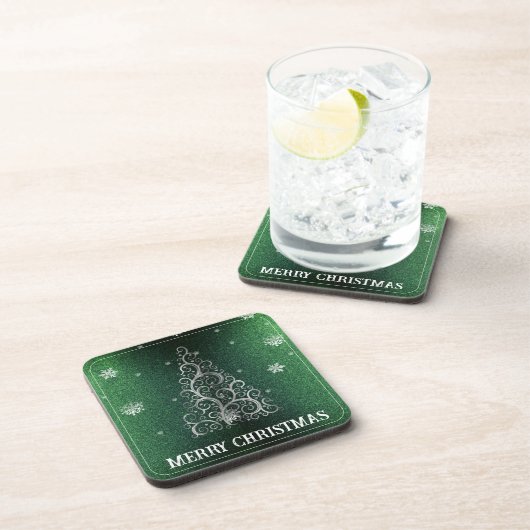 Dessous-de-verre Parties scintillant d'arbre de Noël et flocons de  (Côté Droit)