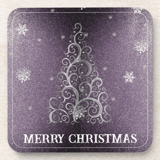 Dessous-de-verre Parties scintillant d'arbre de Noël et flocons de (Devant)