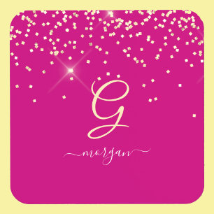 Dessous-de-verre Parties scintillant d'or et Monogramme Nom du scri