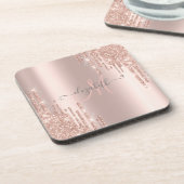 Dessous-de-verre Parties scintillant modernes Rose Monogramme or (Côté gauche)