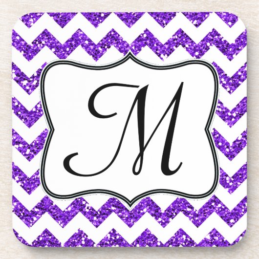 Dessous-de-verre Parties scintillant Purp moderne Chevron Monogram (Devant)