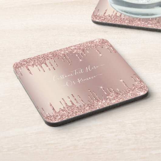 Dessous-de-verre Parties scintillant rose Gold Blush Éclats Texte p (Côté gauche)
