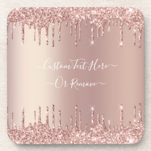 Dessous-de-verre Parties scintillant rose Gold Blush Éclats Texte p