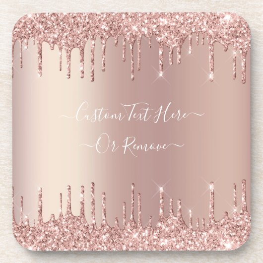 Dessous-de-verre Parties scintillant rose Gold Blush Éclats Texte p (Devant)