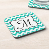 Dessous-de-verre Parties scintillant Turquoise moderne Chevron Mono (Côté gauche)
