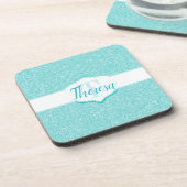 Dessous-de-verre Parties scintillant turquoise Monogramme Dessous d (Côté gauche)