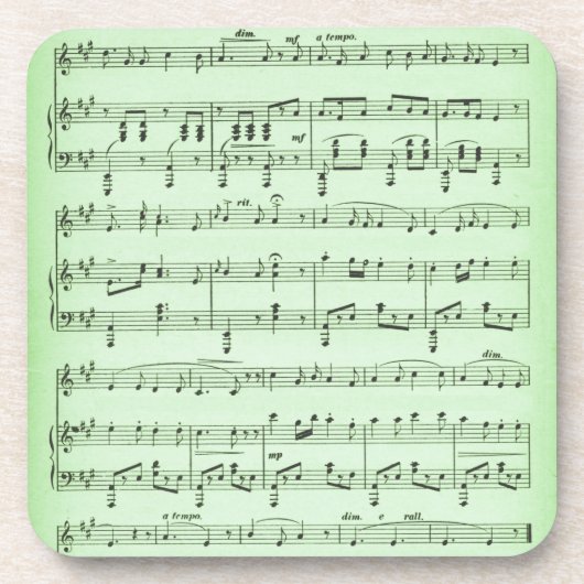 Dessous-de-verre Partition de musique verte (Devant)