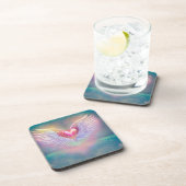 Dessous-de-verre Pastel Rainbow Winged Heart (Côté Droit)