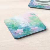 Dessous-de-verre Pastel Watercolor Floral Monogram Coasters (Côté gauche)