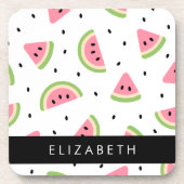 Dessous-de-verre Pastèque Rose, Pâtes De Pâques, Votre Nom (Devant)